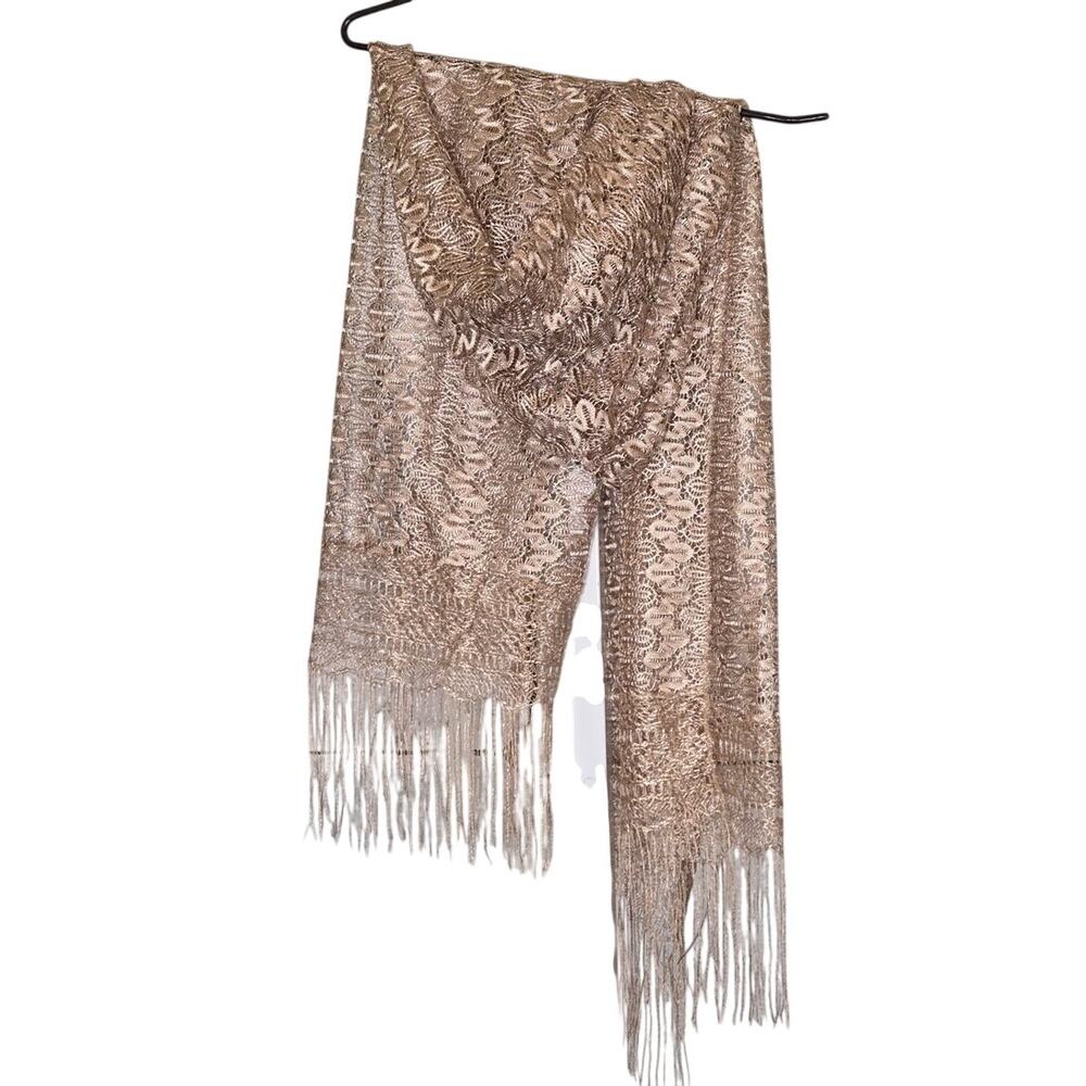 Gold Lace Rectangular Shawl, age unknown 64x25